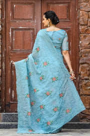 Women's  Sky Chiffon Saree
