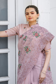Women's Peach Chiffon Saree