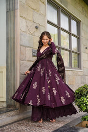 WINE cotton Anarkali set