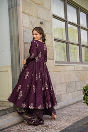 WINE cotton Anarkali set