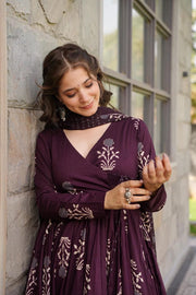 WINE cotton Anarkali set