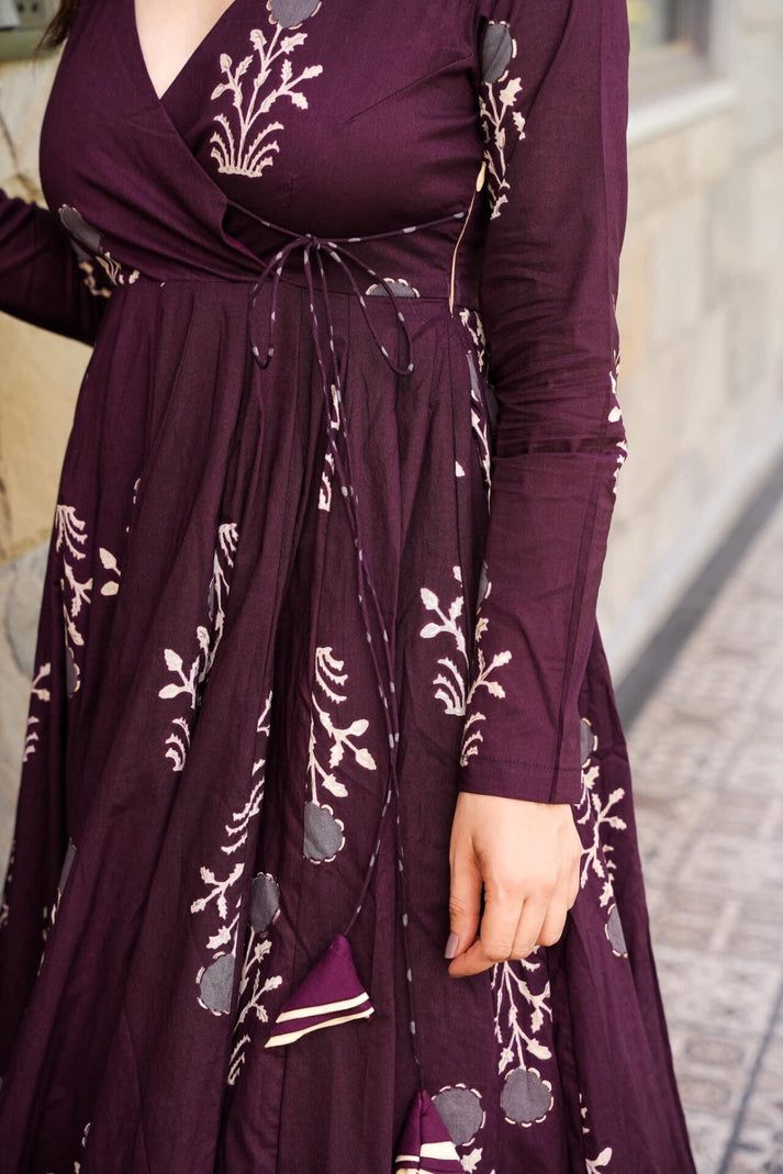WINE cotton Anarkali set