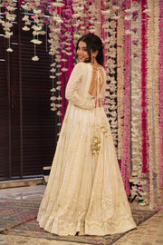 Cream heavy embroidered  Anarkali set