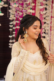 Cream heavy embroidered  Anarkali set