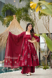 chic cotton Anarkali suit set