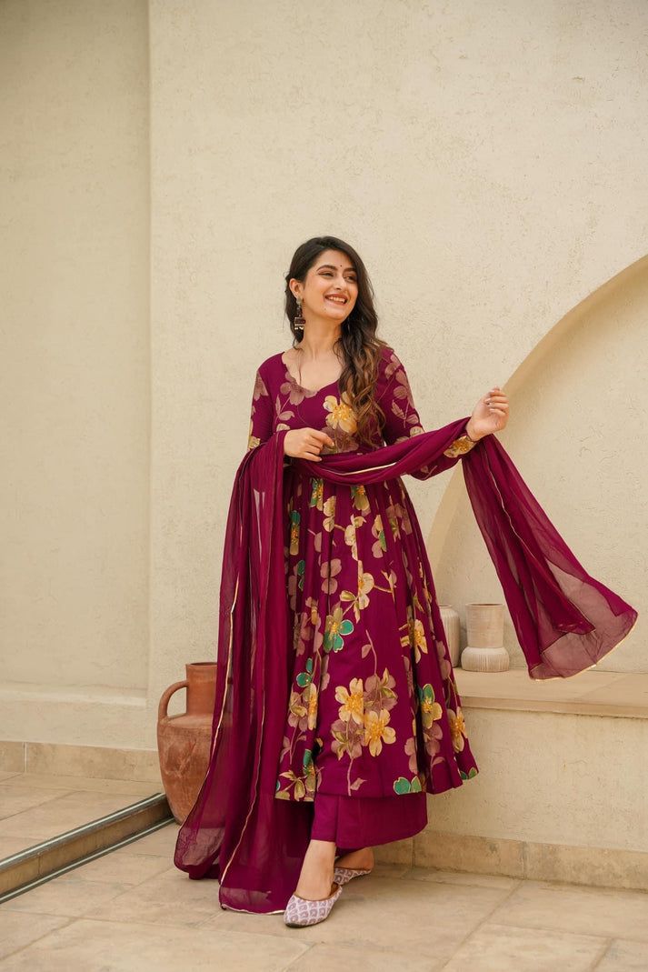 rayon Anarkali suit set