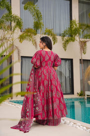 Burgundy Enchant Cotton Anarkali Suit Set