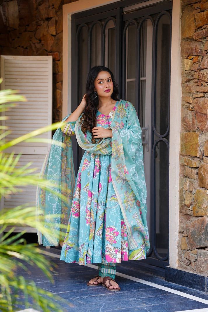 Jaipuri Riwaaz Cotton Anarkali Suit Set