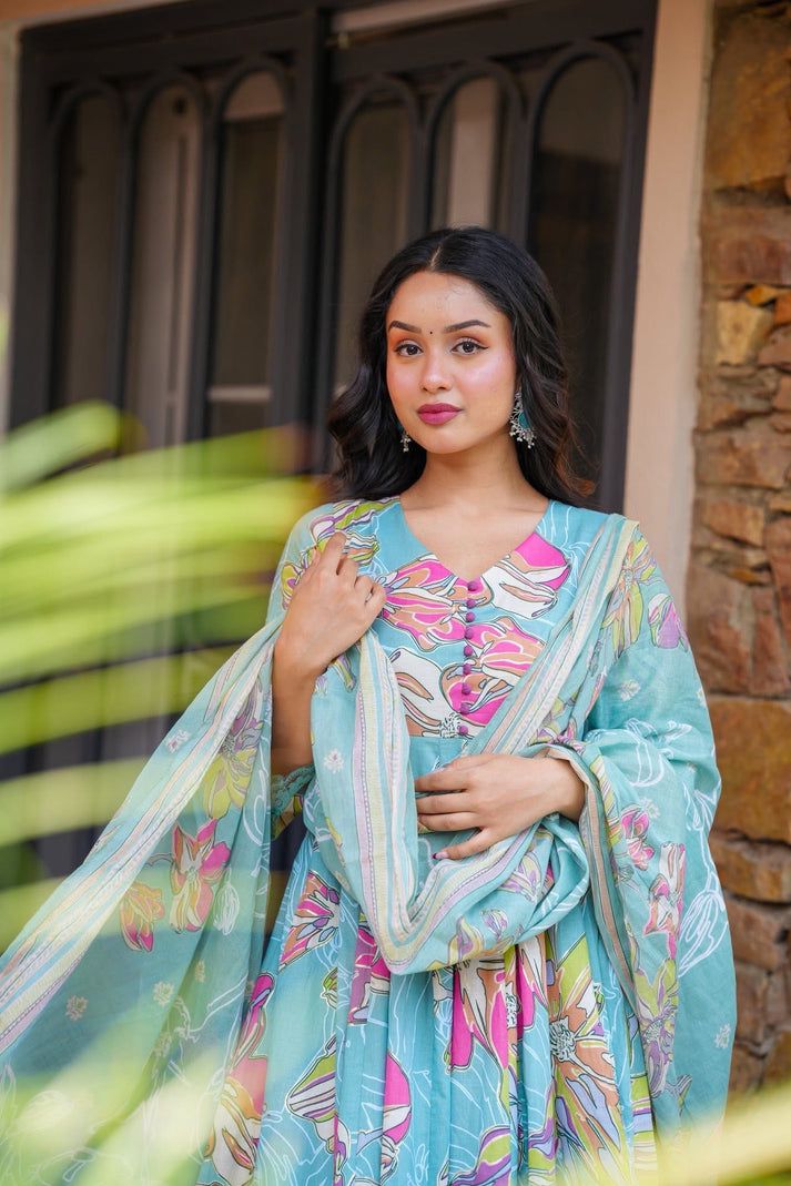 Jaipuri Riwaaz Cotton Anarkali Suit Set