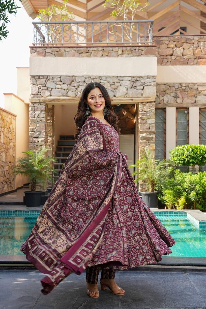 Raunaq Cotton Anarkali Suit Set
