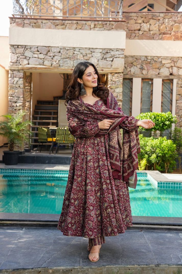 Raunaq Cotton Anarkali Suit Set