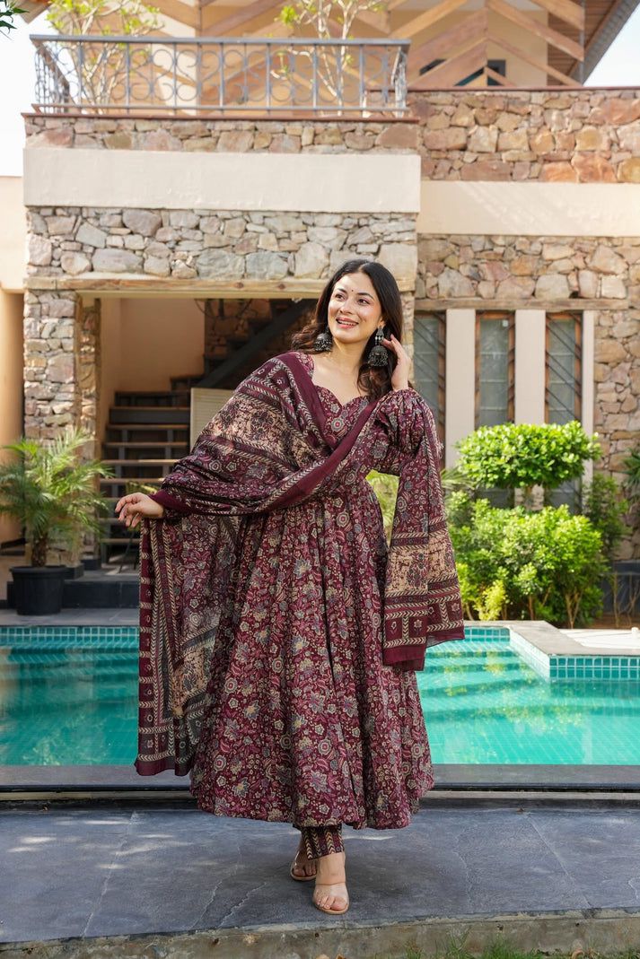 Raunaq Cotton Anarkali Suit Set
