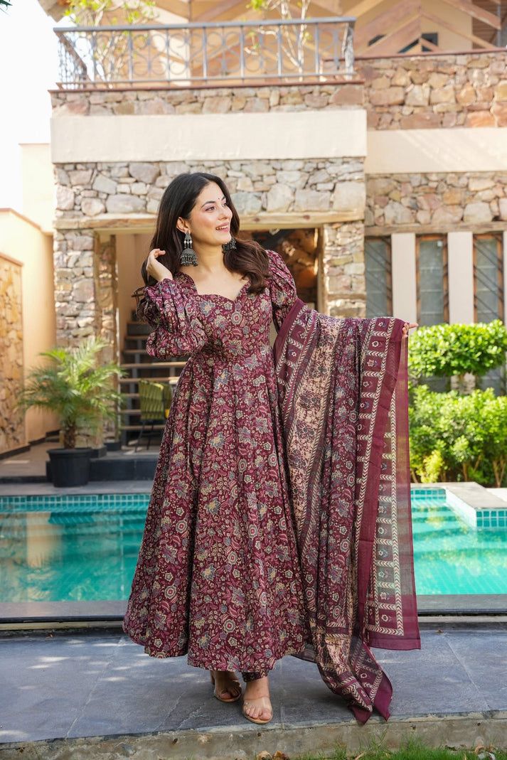 Raunaq Cotton Anarkali Suit Set
