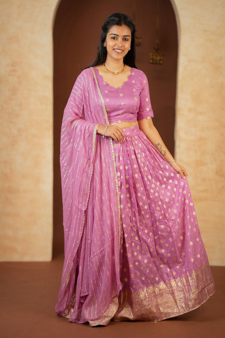 Magenta Skirt and Crop top with duppata