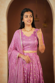 Magenta Skirt and Crop top with duppata
