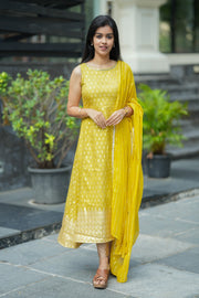 mustard yellow A line top with duppata