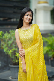 mustard yellow A line top with duppata