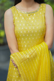 mustard yellow A line top with duppata