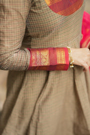 Black checks Anarkali with Duppata