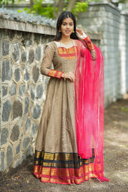Black checks Anarkali with Duppata
