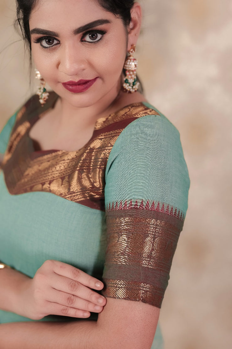 Sea-blue top and dupatta