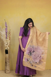 lavender Anarkali  with Duppata