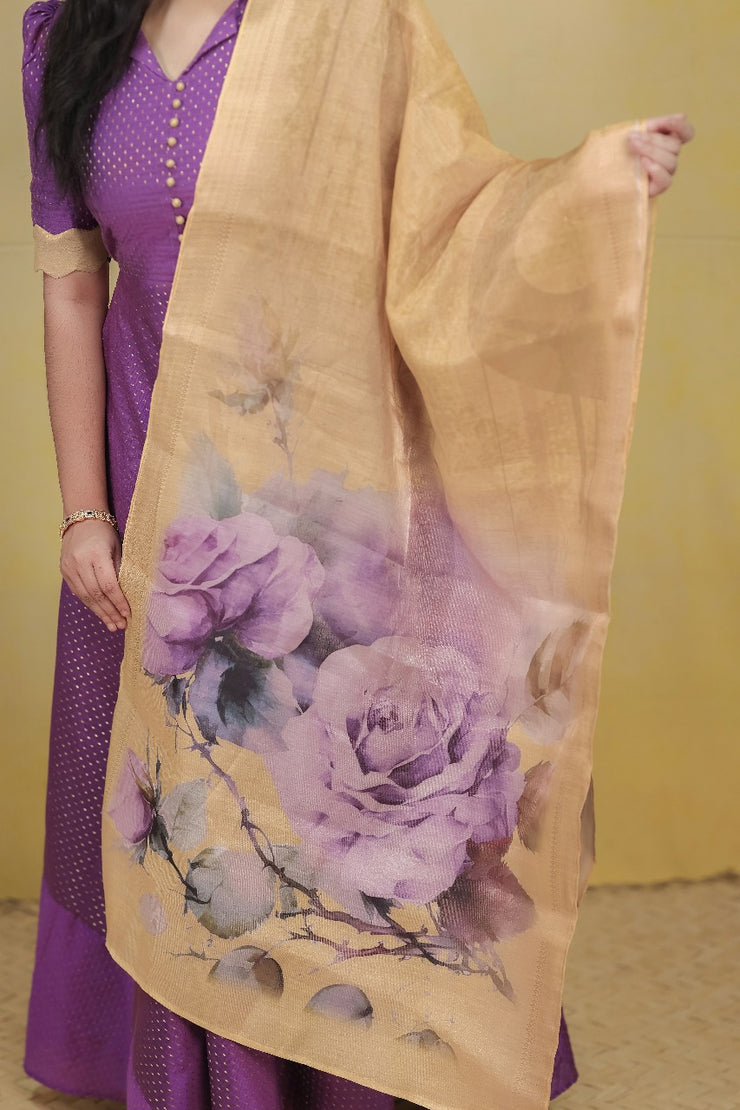 lavender Anarkali  with Duppata