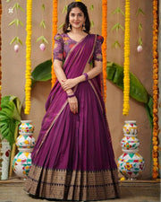 Chandrika 2-In-1 Half Saree In Plum Purple