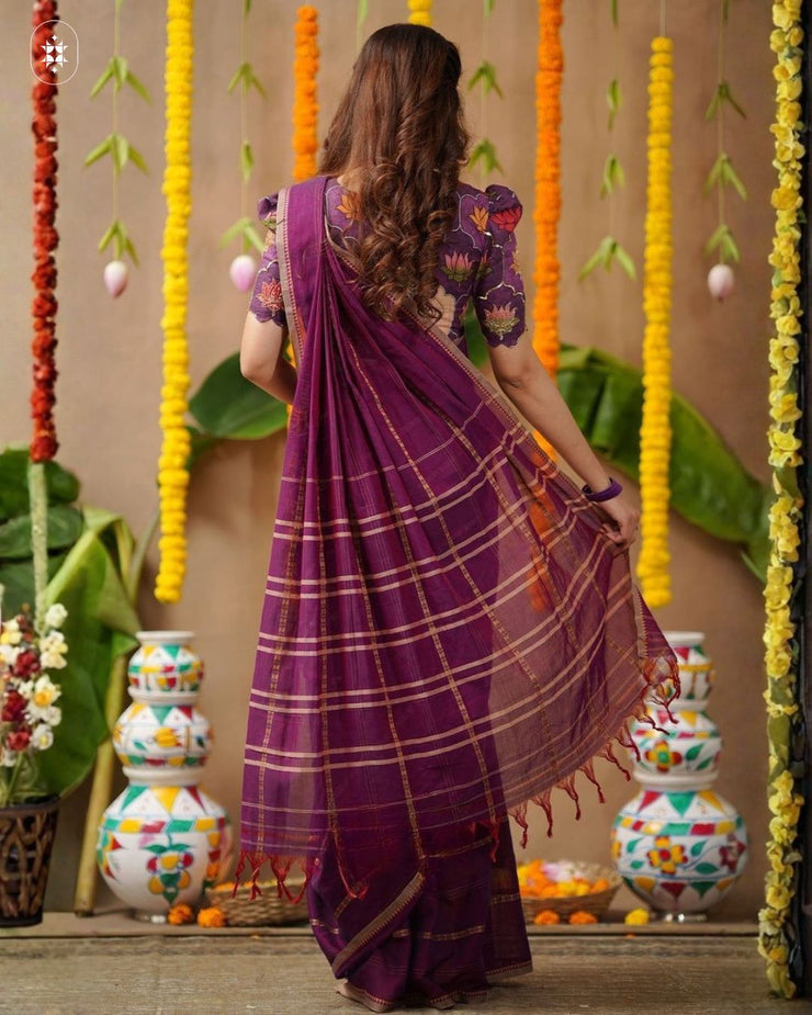 Chandrika 2-In-1 Half Saree In Plum Purple