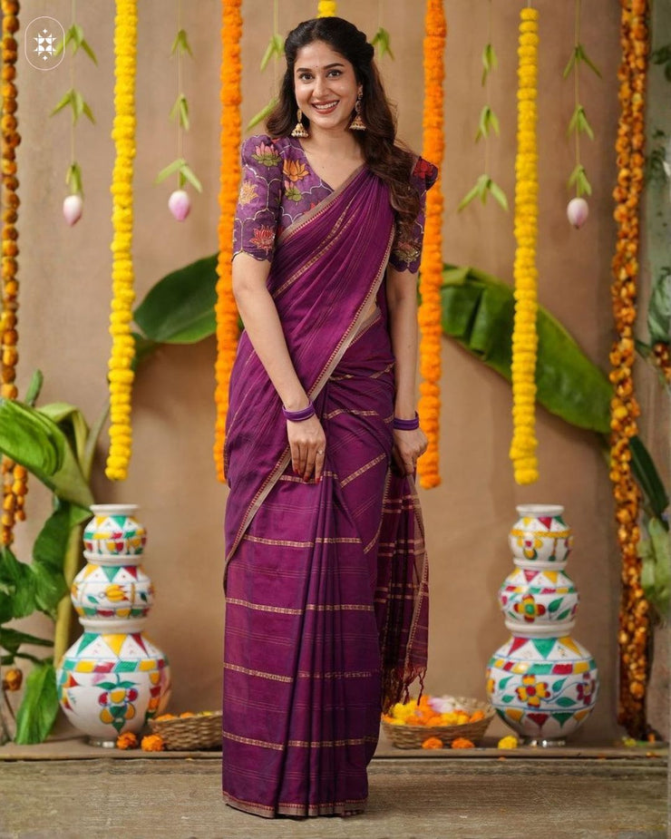 Chandrika 2-In-1 Half Saree In Plum Purple