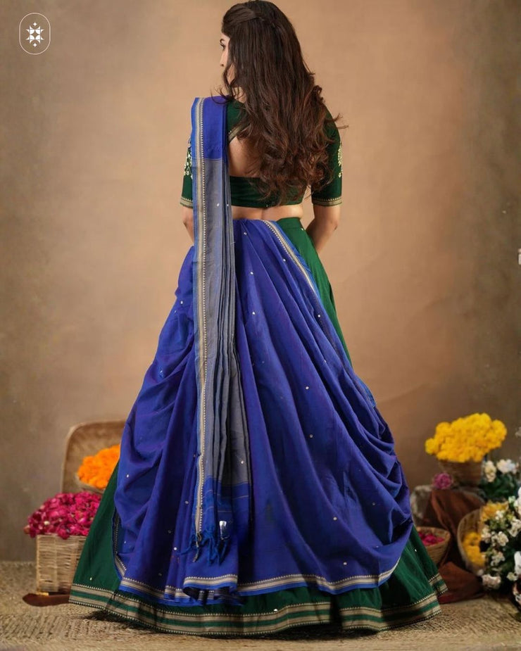 Meenatchi 2-In-1 Half Saree In Green