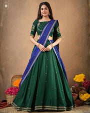 Meenatchi 2-In-1 Half Saree In Green
