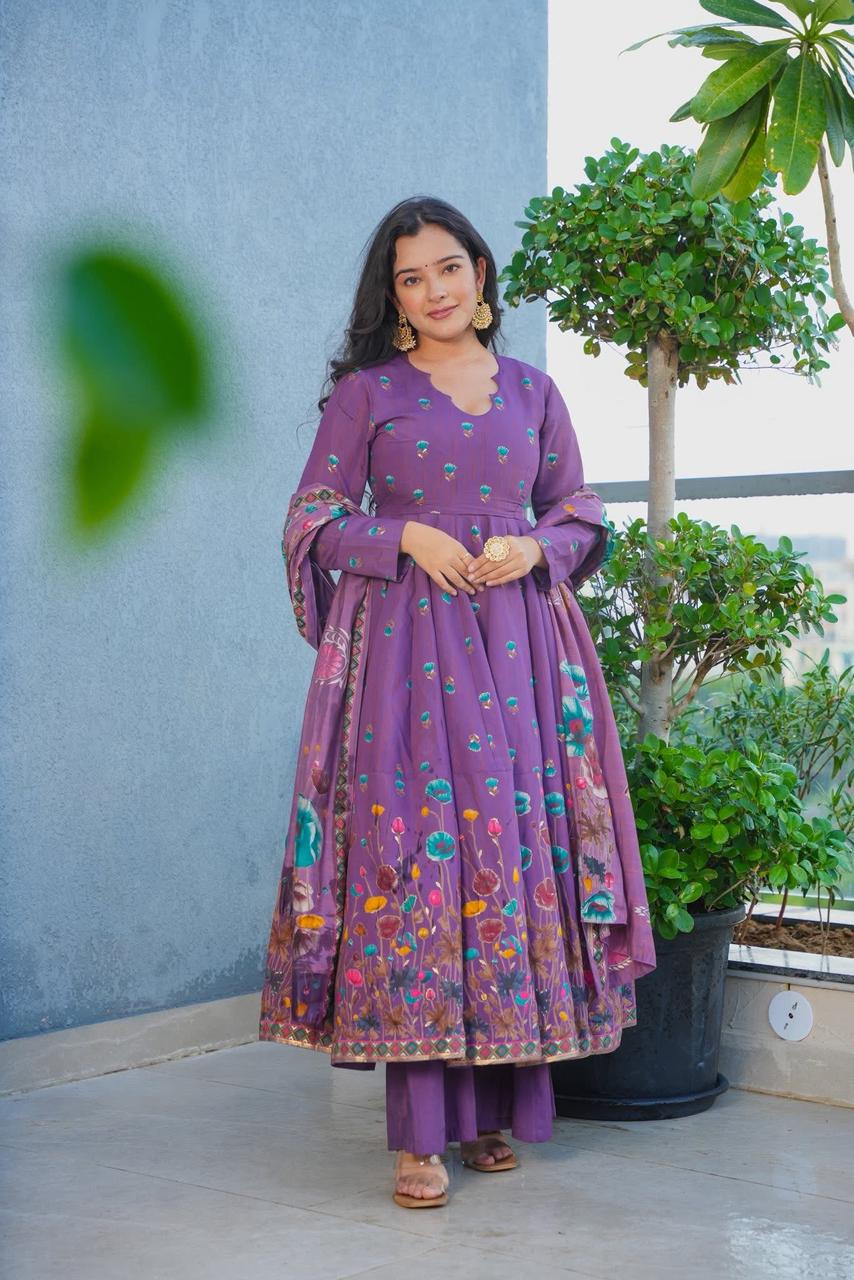 Canvas Muslin Anarkali Suit Set