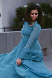 Kadali Peach/teal blue