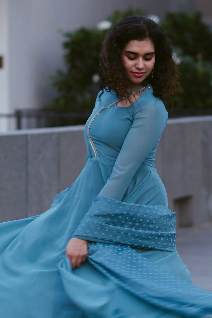 Kadali Peach/teal blue