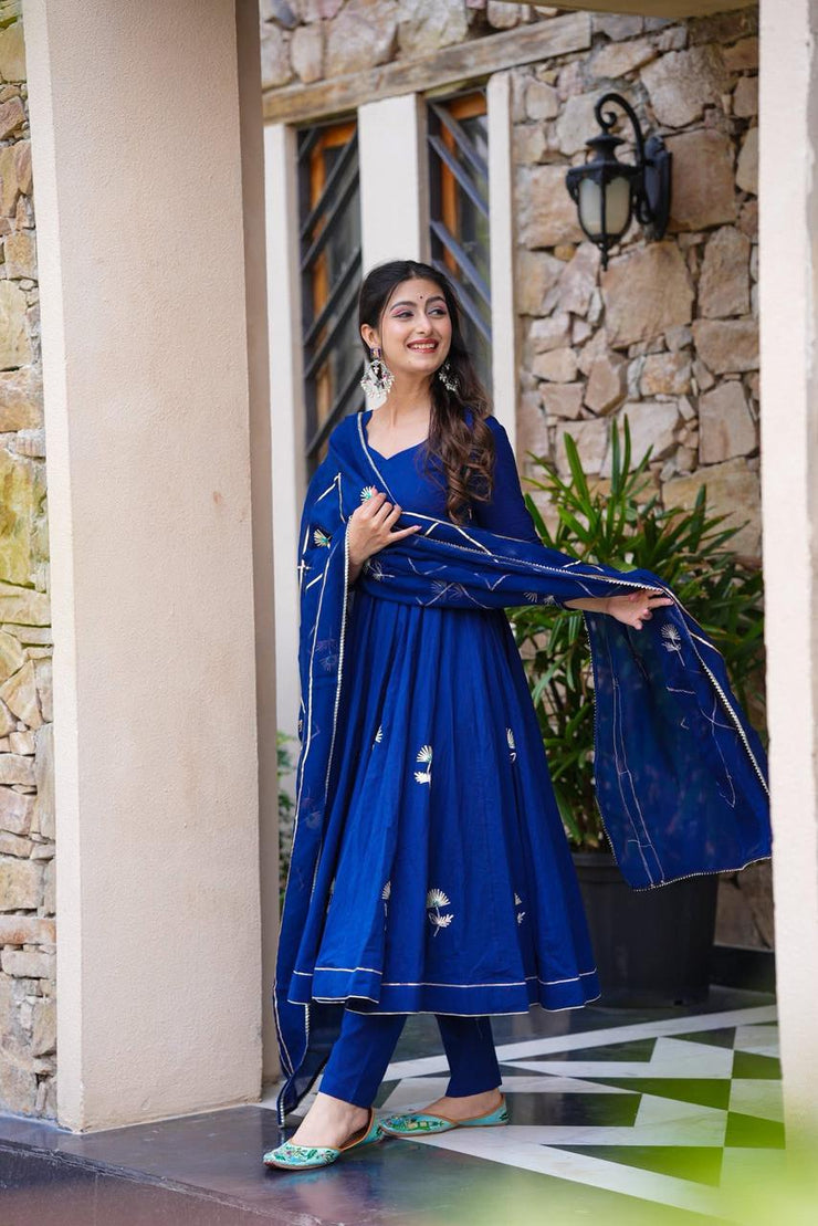 Vartika Blue Cotton Suit Set