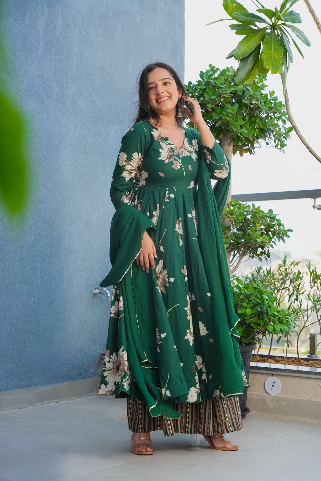 Gulfeta Cotton Anarkali Suit Set