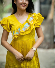 Pistacheoin Lime cotton Midi Dress