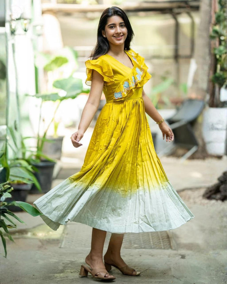 Pistacheoin Lime cotton Midi Dress