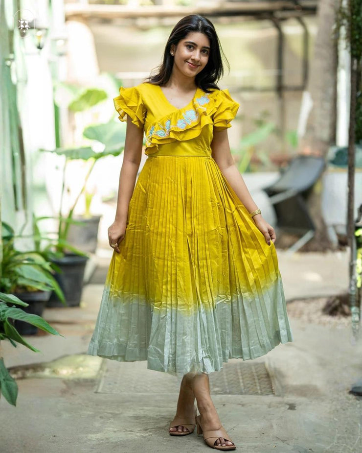 Pistacheoin Lime cotton Midi Dress