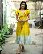 Pistacheoin Lime cotton Midi Dress