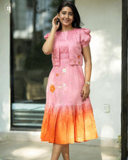 Daisy pink Chanderi jacket Midi Dress