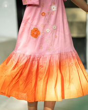 Daisy pink Chanderi jacket Midi Dress