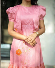 Daisy pink Chanderi jacket Midi Dress