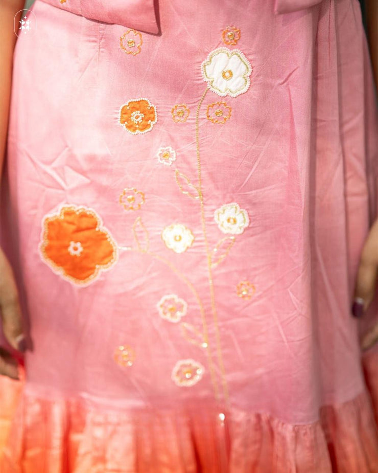 Daisy pink Chanderi jacket Midi Dress