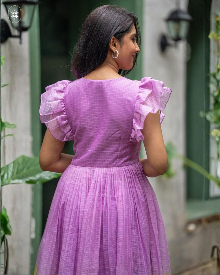 Patangiyu Lavender Kota Midi Dress