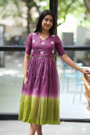 Zariya Magenta Kota Midi Dress