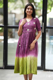 Zariya Magenta Kota Midi Dress