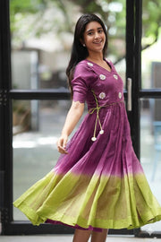 Zariya Magenta Kota Midi Dress