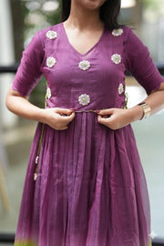 Zariya Magenta Kota Midi Dress